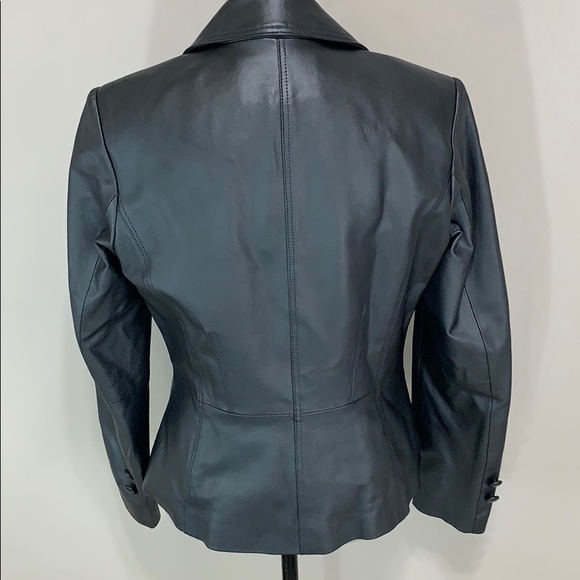 Bernardo metallic grey leather 3 button jacket - Picture 3 of 8